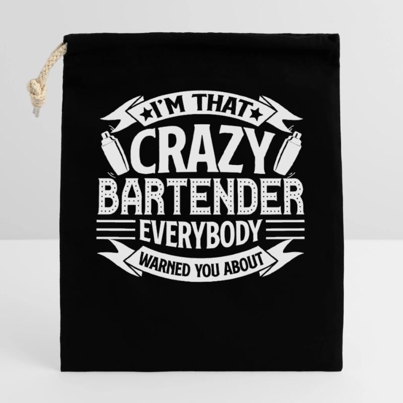 Bartender Crazy Bartender Closable cotton gift bag (25x30cm)