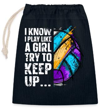 Volleyball - Closable cotton gift bag (25x30cm) - navy - Front
