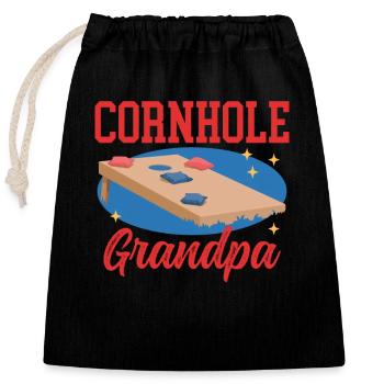 Cornhole Player Grandpa Blind Hole Bean Bag Cadeau - Sac cadeau en coton avec cordon (25 x 30 cm) - noir - Devant
