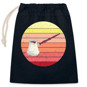 Retro Türkischer Kaffee Cezve Outfit - Verschließbarer Geschenkbeutel aus Baumwolle (25x30cm) - Navy - Vorne