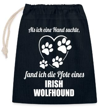 Hand & Pfote - Spruch - Irish Wolfhound - Verschließbarer Geschenkbeutel aus Baumwolle (25x30cm) - Navy - Vorne
