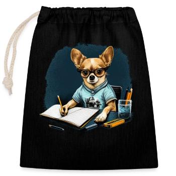 Chihuahua | Home Office Job Work Laptop Tie Funny - Closable cotton gift bag (25x30cm) - black - Front
