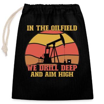 Spinfield Wife Roughneck Oil Drilling Frac crew - Sac cadeau en coton avec cordon (25 x 30 cm) - noir - Devant