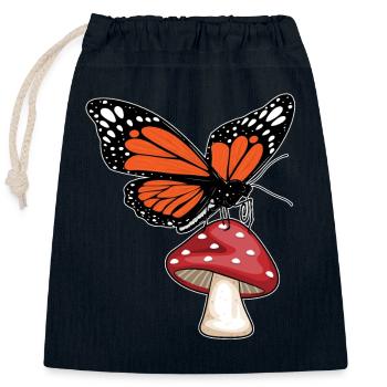 Butterfly mushroom - Closable cotton gift bag (25x30cm) - navy - Front