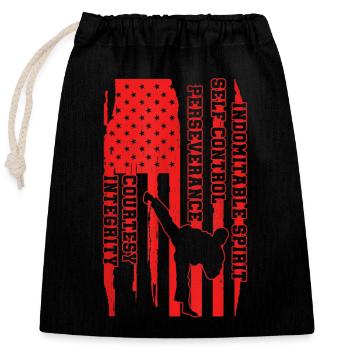 Amerikanisches Taekwondo USA Martial Arts Artist Team - Verschließbarer Geschenkbeutel aus Baumwolle (25x30cm) - Schwarz - Vorne