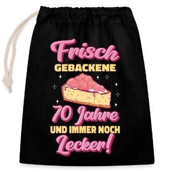 Geschenk 70 Jahre Geburtstagskind - Verschließbarer Geschenkbeutel aus Baumwolle (25x30cm) - Schwarz - Vorne