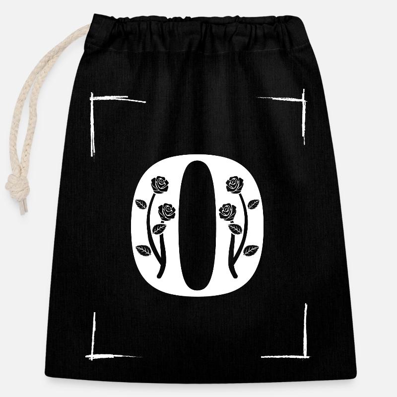 letter O initial - Closable cotton gift bag (25x30cm) - black