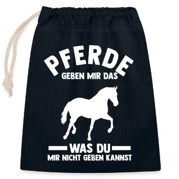 Pferd Reiten Reiter Reiterin Reitsport Pferde - Verschließbarer Geschenkbeutel aus Baumwolle (25x30cm) - Navy - Vorne