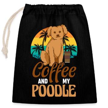 Kaffee Und Mein Pudelhund Besitzer - Verschließbarer Geschenkbeutel aus Baumwolle (25x30cm) - Schwarz - Vorne