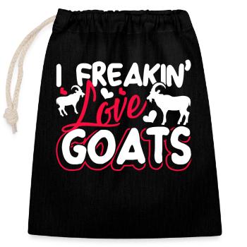 Goat I Freakin Love Goats - Closable cotton gift bag (25x30cm) - black - Front