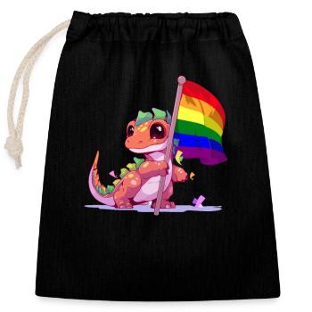 Dinosaure LGBT Pride Jeu de mots drapeau arc-en-ciel transgenre - Sac cadeau en coton avec cordon (25 x 30 cm) - noir - Devant