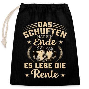Rente Renteneintritt Rentenalter Rente Spruch - Verschließbarer Geschenkbeutel aus Baumwolle (25x30cm) - Schwarz - Vorne