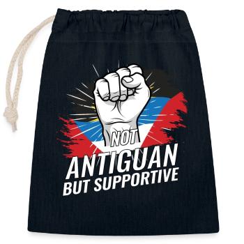 Not Antiguan But Supportive Antigua Flag Country - Closable cotton gift bag (25x30cm) - navy - Front