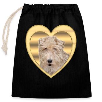 Fox Terrier - Dog Lovers - Dogs Heart - Closable cotton gift bag (25x30cm) - black - Front