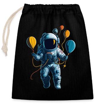 Astronaut with Air Balloons in Space - Verschließbarer Geschenkbeutel aus Baumwolle (25x30cm) - Schwarz - Vorne