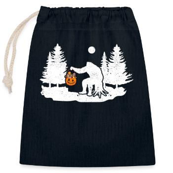 Bigfoot trägt Kürbis Lattern Halloween Party - Verschließbarer Geschenkbeutel aus Baumwolle (25x30cm) - Navy - Vorne