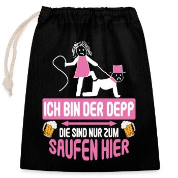 Junggesellenabschied Poltern Polterabend JGA - Verschließbarer Geschenkbeutel aus Baumwolle (25x30cm) - Schwarz - Vorne