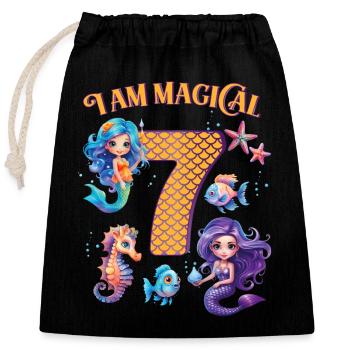 Mermaid Birthday 9 years - Closable cotton gift bag (25x30cm) - black - Front