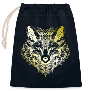Fuchs Mandala gold - Verschließbarer Geschenkbeutel aus Baumwolle (25x30cm) - Navy - Vorne