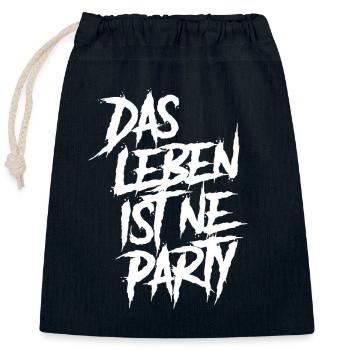 das leben ist ne Party, Lustiger Spruch - Verschließbarer Geschenkbeutel aus Baumwolle (25x30cm) - Navy - Vorne