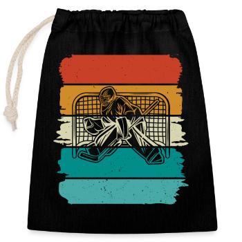 Eishockey Hockey sur glace - Sac cadeau en coton avec cordon (25 x 30 cm) - noir - Devant