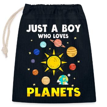 Juste un garçon qui aime les planètes du système solaire - Sac cadeau en coton avec cordon (25 x 30 cm) - bleu marine - Devant