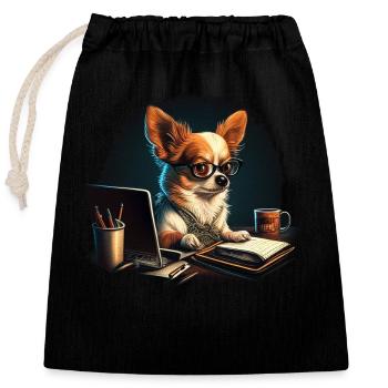 Chihuahua | Home Office Job Work Laptop Tie Funny - Closable cotton gift bag (25x30cm) - black - Front