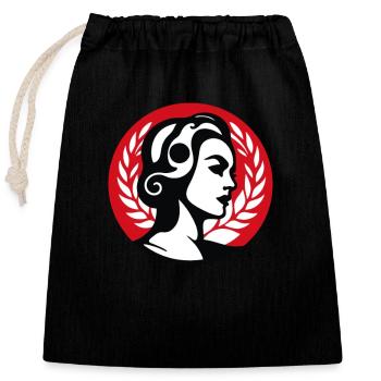 Social Woman Emblem - Closable cotton gift bag (25x30cm) - black - Front
