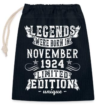 Anniversaire Novembre 1924 année Edition Limitée - Sac cadeau en coton avec cordon (25 x 30 cm) - bleu marine - Devant