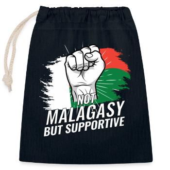 Pas malgache mais favorable au drapeau de Madagascar - Sac cadeau en coton avec cordon (25 x 30 cm) - bleu marine - Devant