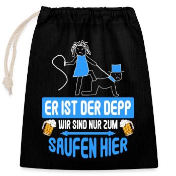 Junggesellenabschied Poltern Polterabend JGA - Verschließbarer Geschenkbeutel aus Baumwolle (25x30cm) - Schwarz - Vorne
