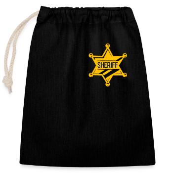 Sheriff Costume Halloween Policeman Law Enforcement - Closable cotton gift bag (25x30cm) - black - Front