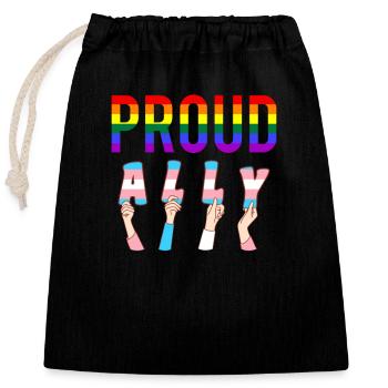 Fière Ally Pride LGBT Drapeau transgenre Gay Lesbienne - Sac cadeau en coton avec cordon (25 x 30 cm) - noir - Devant