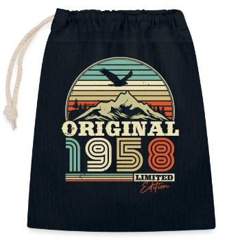 Birthday Gift Vintage 1958 65 Years - Closable cotton gift bag (25x30cm) - navy - Front