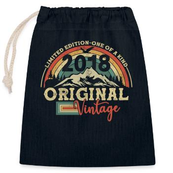 Birthday Gift Vintage 2018, 5 years - Closable cotton gift bag (25x30cm) - navy - Front