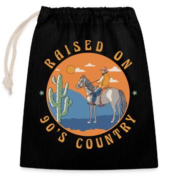 Aufgewachsen mit Country-Musik der 90er Jahre - Verschließbarer Geschenkbeutel aus Baumwolle (25x30cm) - Schwarz - Vorne