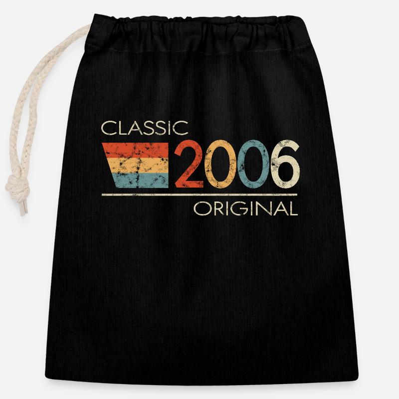 2006 Geburtstag Classic Original - Verschließbarer Geschenkbeutel aus Baumwolle (25x30cm) - Schwarz