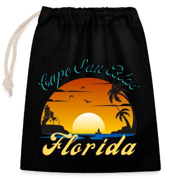 Cape San Blas Florida Sunset Vacation Vintage Sun - Closable cotton gift bag (25x30cm) - black - Front
