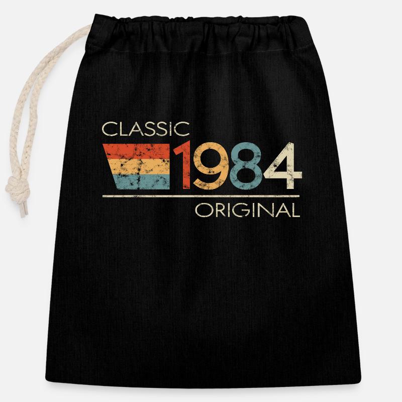 1984 Birthday Classic Original - Closable cotton gift bag (25x30cm) - black