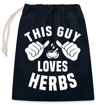 This guy loves herbs - Closable cotton gift bag (25x30cm) - navy - Front
