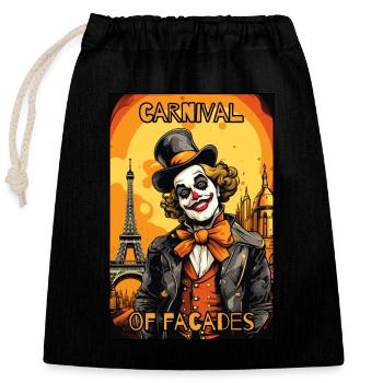 Karneval der Maskeraden: Ein Clown in Paris - Verschließbarer Geschenkbeutel aus Baumwolle (25x30cm) - Schwarz - Vorne