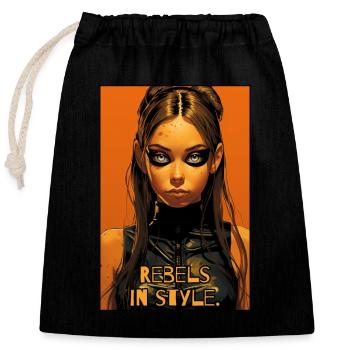 Rebelle dans le style: Alternative girls - Sac cadeau en coton avec cordon (25 x 30 cm) - noir - Devant