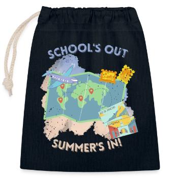 School's out summer's in! - Closable cotton gift bag (25x30cm) - navy - Front