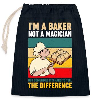 Je suis un boulanger, pas un magicien amateur de pâtisserie - Sac cadeau en coton avec cordon (25 x 30 cm) - bleu marine - Devant