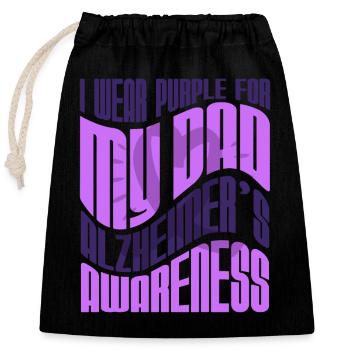 Je porte du violet pour mon père Alzheimer - Sac cadeau en coton avec cordon (25 x 30 cm) - noir - Devant