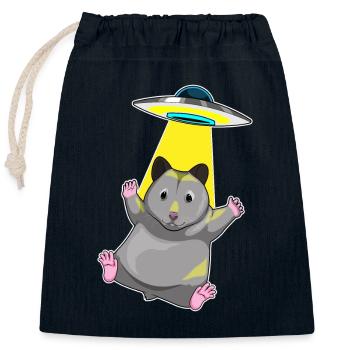 Hamster Raumschiff Weltraum - Verschließbarer Geschenkbeutel aus Baumwolle (25x30cm) - Navy - Vorne