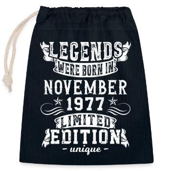 Geburtstag November 1977 Jahr Limited Edition - Verschließbarer Geschenkbeutel aus Baumwolle (25x30cm) - Navy - Vorne
