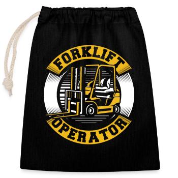 Forklift Operator Geländestapler Teleskoplader - Verschließbarer Geschenkbeutel aus Baumwolle (25x30cm) - Schwarz - Vorne