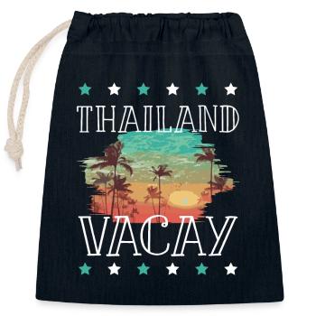 Vacances en Thaïlande - Sac cadeau en coton avec cordon (25 x 30 cm) - bleu marine - Devant