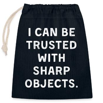 On peut me faire confiance avec les objets sharb - Sac cadeau en coton avec cordon (25 x 30 cm) - bleu marine - Devant